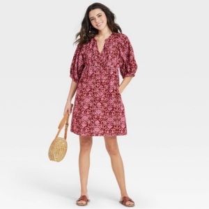 Universal thread burgundy and pink L above the knee dress